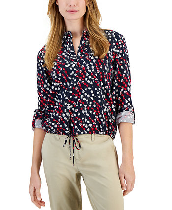 Женская рубашка с завязками на подоле с цветочным принтом Tommy Hilfiger