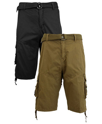 Мужские шорты-карго с поясом и плоскими передними протертыми карманами из твила, упаковка из 2 шт. Galaxy By Harvic