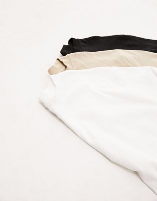 Комплект из трех объемных футболок Topman черного, белого и каменного цветов TOPMAN