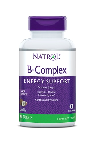B-комплекс, Быстрорастворимый, Кокосовый вкус - 90 таблеток - Natrol Natrol