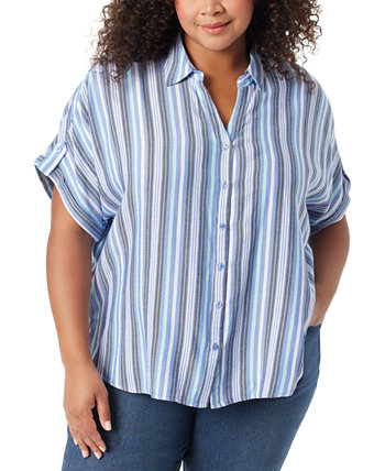 Plus Size Stripe High-Low Demi Shirt Gloria Vanderbilt