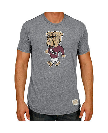 Мужская серая футболка Mississippi State Bulldogs Vintage-Like Tri-Blend Original Retro Brand