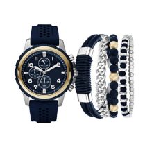 American Exchange Men's Navy Blue Chronograph Watch & 5-pc Stackable Bracelet Set American Exchange