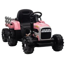 F.c Design Ride On Tractor с прицепом, электрическая игрушка на батарейках 12 В, пульт дистанционного управления F.C Design