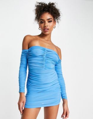 Голубое облегающее платье мини-бандо Rebellious Fashion Rebellious Fashion
