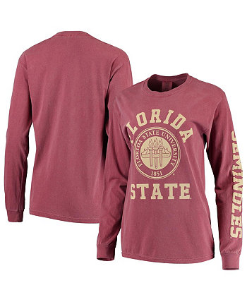 Женская футболка свободного кроя Garnet Florida State Seminoles Comfort Colours University Seal с длинным рукавом Summit Sportswear