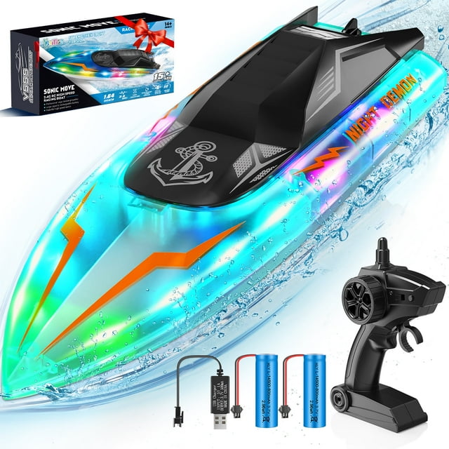 Yexmas 2.4 GHz Remote Control Boat For Pool And Lakes, 15+MPH Fast RC Boat, RC Toy Boats For Adults And Kids, Green Yexmas