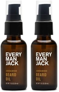 Every Man Jack Mens Beard Oil - Subtle Aged Bourbon Fragrance - Deeply Moisturizes and Softens Your Beard and Adds a Natural Shine - Naturally Derived with Shea Butter- 1 fl oz (2 Pack) Every Man Jack