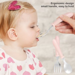 Baby Fork Spoon Cutlery Set Toddler Food Feeding Tableware Lunch Tool TZGSONP