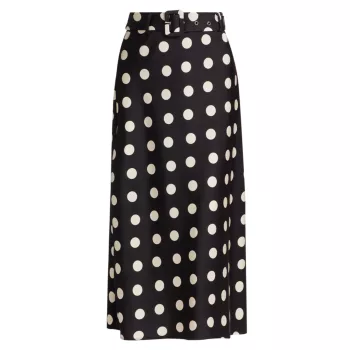 Polka Dot Belted Midi-Skirt If Only Studio