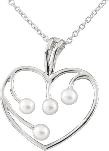 Ожерелье с подвеской в виде сердца из культивированного пресноводного жемчуга толщиной 5-5,5 мм из стерлингового серебра с родиевым покрытием Splendid Pearls