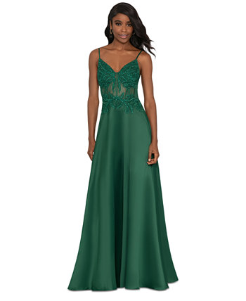 Juniors' Sequined Embroidered-Bodice Gown, Created for Macy's Blondie Nites