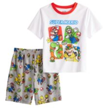 Пижамный комплект из топа и шорт с короткими рукавами Super Mario для мальчиков 4–12 лет Licensed Character