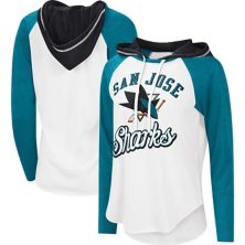 Women's Starter White/Teal San Jose Sharks MVP Raglan Hoodie T-Shirt In The Style