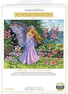 Dimensions 70-35410 Gold Collectiom Summer Fairy Counted Cross Stitch Kit, 14" x 12", 16 Cnt. Grey Aida, 6pcs Dimensions