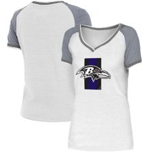 Женская футболка New Era White/Grey Baltimore Ravens Training Camp с v-образным вырезом реглан New Era