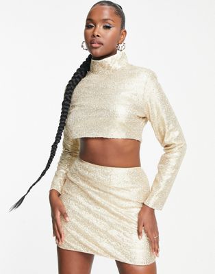 Collective The Label Exclusive sequin mini skirt in gold - part of a set Collective The Label