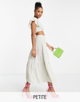 Collective the Label Petite drop hem midi skirt in sage ditsy floral - part of a set Collective The Label Petite