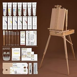 MEEDEN Oil Painting Set with French Easel,Oil Paint Set with Easel,7x100ml/3.38oz Oil Paint,Oil Paintbrushes,Canvas & Oil Painting Supplies for Adults &Artists MEEDEN