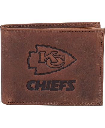 Мужской коричневый кожаный кошелек Kansas City Chiefs Bifold EVERGREEN ENTERPRISES