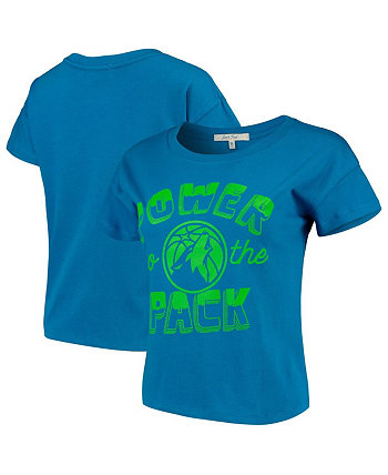 Женская укороченная футболка бойфренда синего цвета Minnesota Timberwolves Junk Food