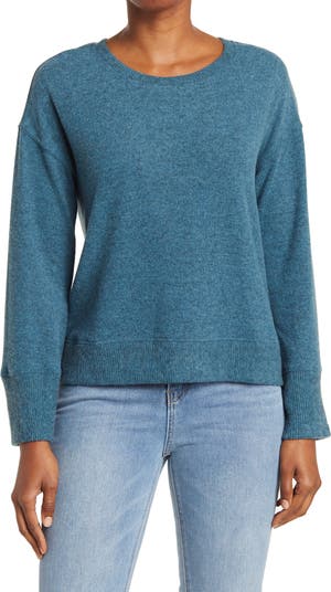 Long Sleeve Cropped Boxy Pullover Sweater Olivia Sky