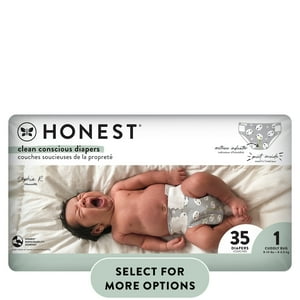 The Honest Company, Clean Conscious Disposable Baby Diapers, Pandas Print, Size 1, 35 Count (Select for More Options) The Honest Company