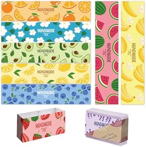 PH PandaHall 90pcs Fruits Soap Wrappers for Soap Making, 9 Styles Colorful Cartoon Soap Labels Soap Packaging Paper Crafts Wrapper for Handmade Soap Lotion Bars Bath Gift Wrapping, 8.3x1.97inch PH PandaHall