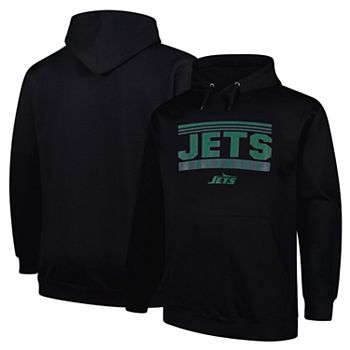 Мужское худи-пуловер Fanatics черного цвета New York Jets с микрофлисом, большие и высокие размеры Fanatics