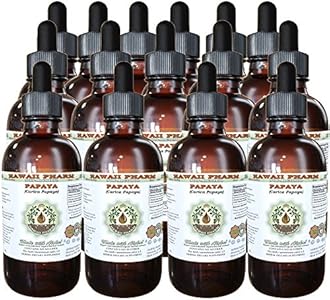 Hawaii Pharm Papaya Alcohol-FREE Liquid Extract (Жидкий экстракт), Organic Papaya (Carica papaya) Dried Leaf Glycerite Natural Herbal Supplement, USA 2 fl.oz (Унции) Hawaii Pharm