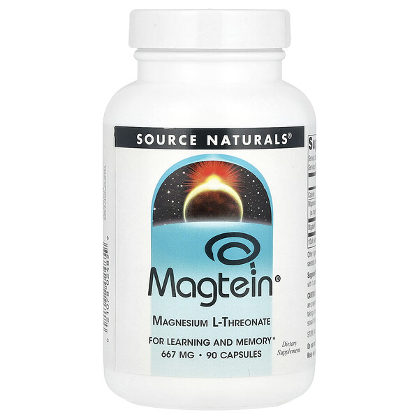 Magtein, Магний L-Треонат - 667 мг - 90 капсул - Source Naturals Source Naturals