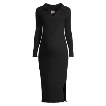 Платье-свитер для беременных Jolie из смесовой шерсти в рубчик Emilia George