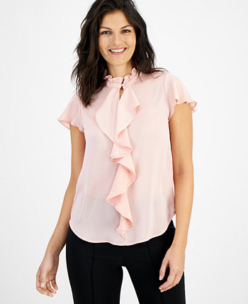 Женская блузка с оборками и короткими рукавами Anne Klein