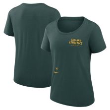 Women's Nike Green Oakland Athletics Authentic Collection Performance Scoop Neck T-Shirt Nitro USA