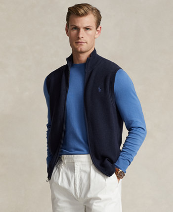 Men's Mesh-Knit Cotton Full-Zip Sweater Vest Polo Ralph Lauren