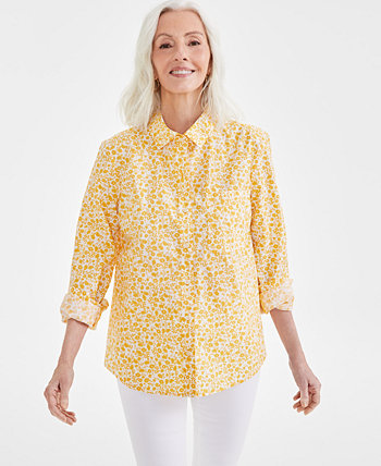 Женская рубашка на пуговицах из хлопкового поплина, созданная для Macy's Style & Co