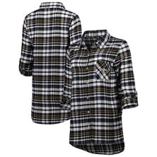 Женские Concepts Sport Black/Gold New Orleans Saints Mainstay Фланелевая ночная рубашка с длинными рукавами и пуговицами Unbranded