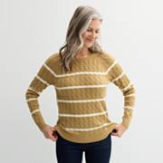 Women's Croft & Barrow® The Extra Soft Cabled Crew Neck Sweater Croft & Barrow