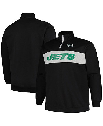 Мужская черная флисовая куртка с молнией на четверть New York Jets Big and Tall Profile