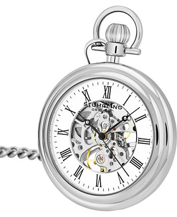 Мужские часы с серебряной цепочкой из нержавеющей стали с черными вставками 47 мм Stuhrling