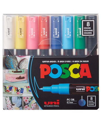 8 Piece Color Paint Extra Fine Marker Set, 1 ml POSCA