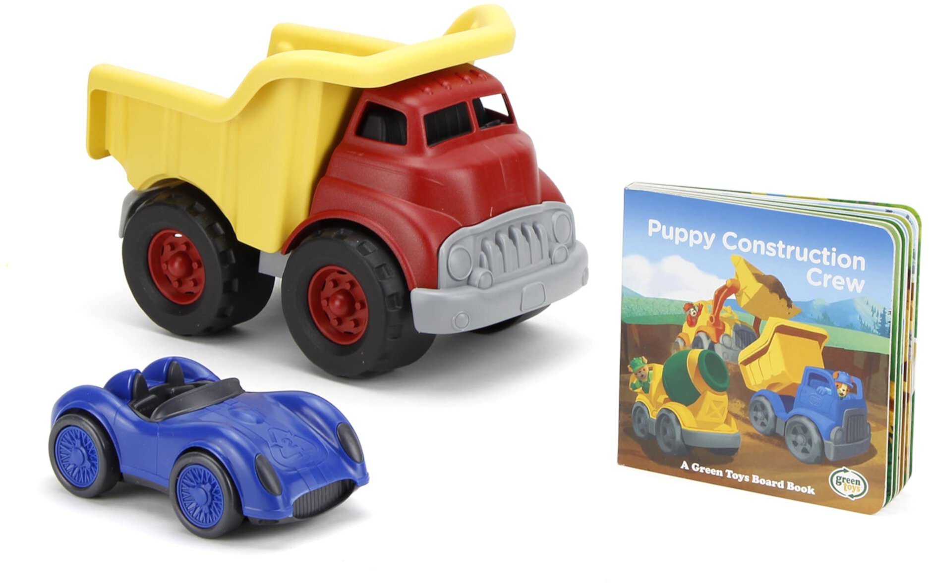Green Toys Deluxe Dump Truck Set - 3 Piece Pretend Play, Motor Skills, Language & Reading Kids Toy Vehicle Set. No BPA, phthalates, PVC. Dishwasher Safe, Recycled Plastic, Made in USA. Green Toys