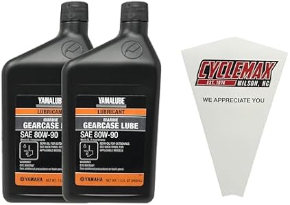 Two Pack compatible with Yamaha Lower Unit Gearcase Lube Oil ACC-GEARL-UB-QT Contains Two Quarts and a Funnel CYCLEMAX