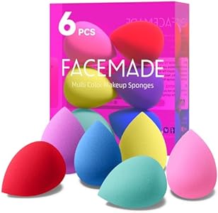 6 PCS Makeup Sponges Set, Makeup Sponges for Foundation, Latex Free Beauty Sponges, Flawless for Liquid, Cream and Powder, Pink Facemade