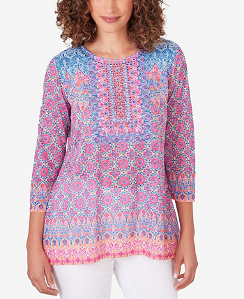 Petite Embroidered Geometric Top Ruby Rd.