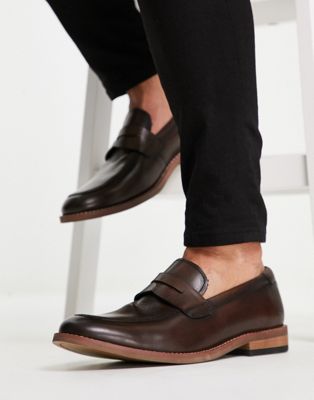 Office penny loafers in brown leather  Office