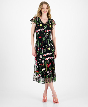 Women's Fresh Cut Embroidery Cold-Shoulder Midi Dress Sam Edelman