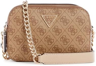 Бежевая кроссбоди-камера Noelle из сафьянового PU с двойными молниями Guess