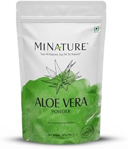 100% Organic Aloe Vera Powder (Порошок) USDA Certified by mi Nature - 8 OZ / 227 g / 1/2 lb (Фунты) | Aloe Barbadensis | Vegan | Non GMO Minature