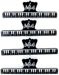 Alnicov Music Score Clips Pack of 4，Music Book Clips Music Page Holders，Plastic Black Book Clip L Size Alnicov